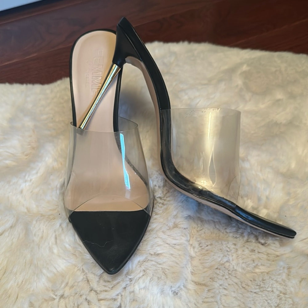 LA Femme clear mule size 38